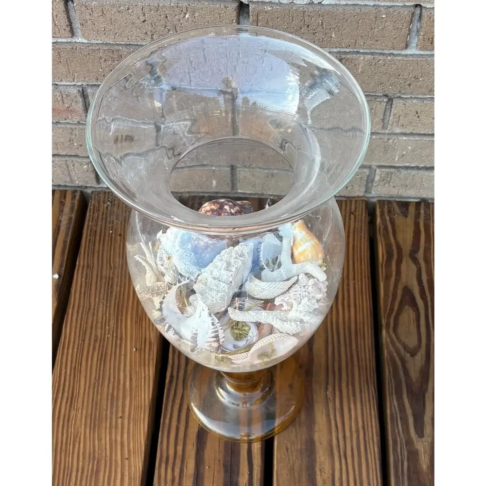 Southern Living Vase Clear Glass Amber Base 20